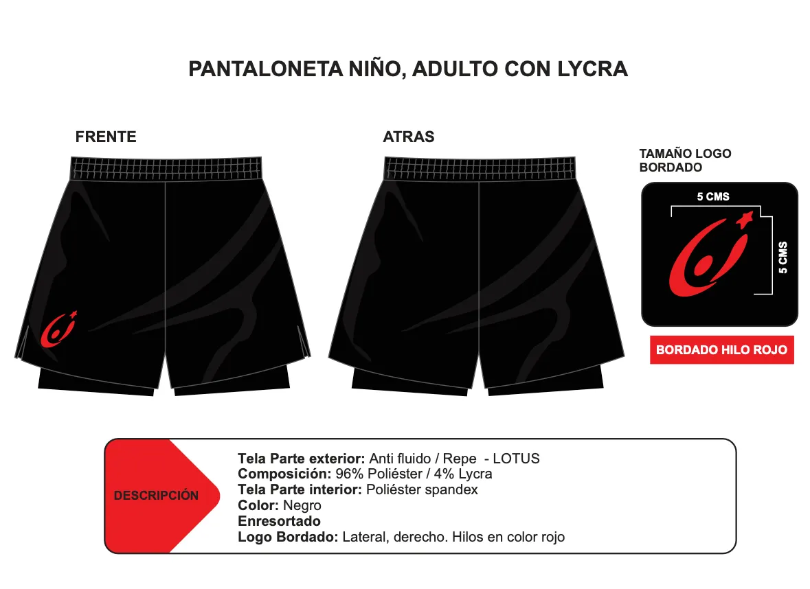Pantaloneta niño y hombre, con lycra